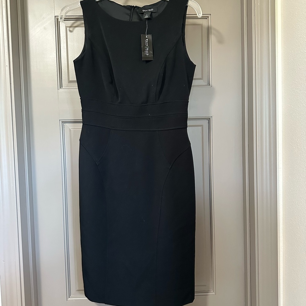 White House Black Market Black Sleeveless Midi Sheath Dress Size 0